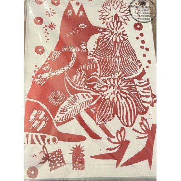 Roger La Borde Linocut Red Fox 10 Christmas Cards Envelopes Sealed Rare - Picture 1 of 3